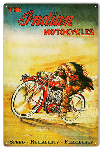 Vintage Indian Motocycle Garage Shop Metal Sign 12x18