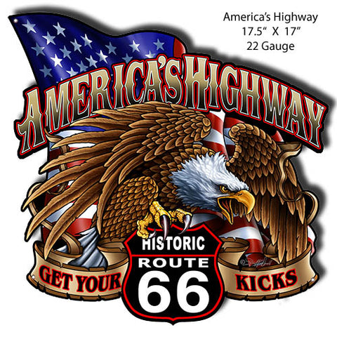 Route 66 Cut Out Man Cave Metal Sign By Steve McDonald 17x17.5