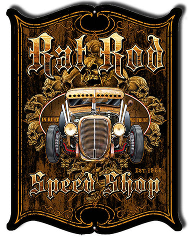 Hot Rod Rat Rod Cut Out Metal Sign By Steve McDonald 14x18