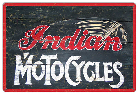 Indian Motocycles Vintage Metal Sign 12x18